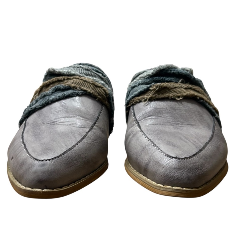 MI.IM Tillie Fabric Wrapped Leather Mules in Blue/Gray Size 7.5 — SO BEAUTIFUL! - Picture 5 of 9